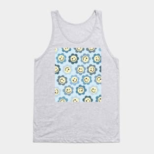 Blue Flower Happy Faces Tank Top